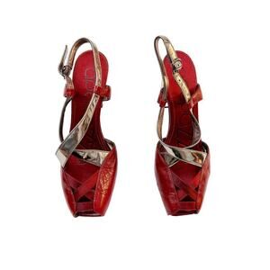 Apepazza Carol Red Leather Platform Peep Toe Heel  Shoes SZ9